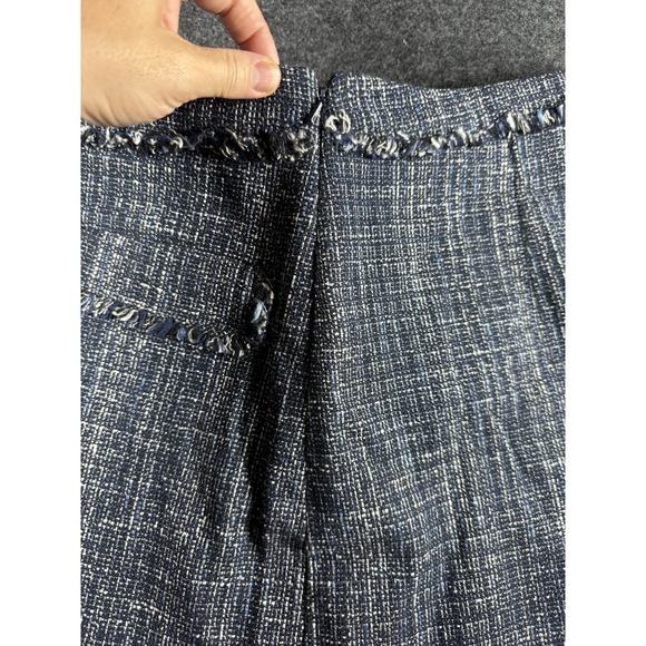 Banana Republic Skirt Womens Size 10 Blue Tweed Frayed Hem Pockets Modern Chic - Picture 11 of 15